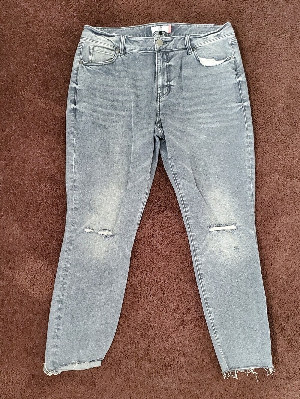 CAbi Light Wash Distressed High Rise Stretch Skinny Jeans Size 14